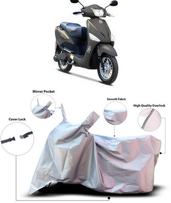 SEBONGO Waterproof Two Wheeler Cover for Hero(Electric Optima, Silver)