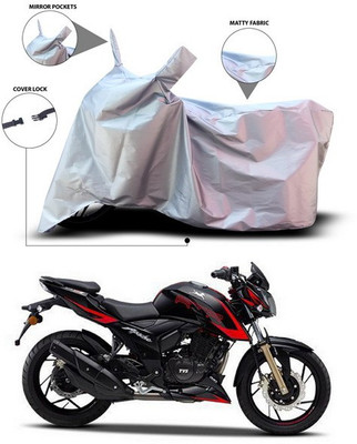 SEBONGO Waterproof Two Wheeler Cover for TVS(Apache RTR 200 4V, Silver)