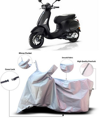 SEBONGO Waterproof Two Wheeler Cover for Vespa(Vespa, Silver)