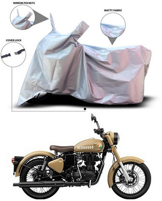ANTHUB Waterproof Two Wheeler Cover for Royal Enfield(Classic 350 Signals, Silver)