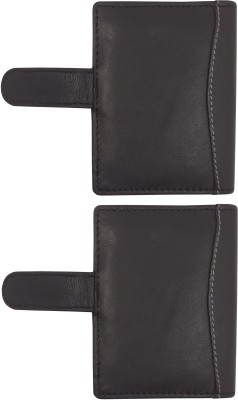 MEXUS Men Casual Black Genuine Leather Card Holder(12 Card Slots, Pack of 2)