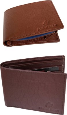 pocket bazar Men Brown, Tan Artificial Leather Wallet(10 Card Slots, Pack of 2)