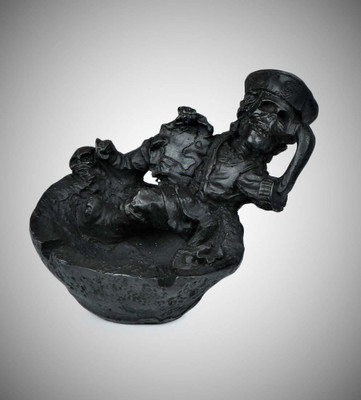 Inara Creation Skull Black Polyresin Ashtray(Pack of 1)