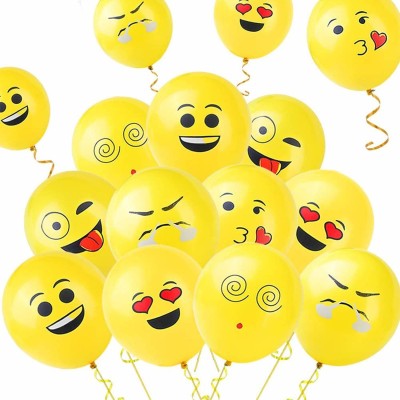 RP Bazaar Printed Smiley Balloons for Birthday Decoration- Pack of 25 Pcs, Smiley Theme For Kids Balloon(Yellow, Pack of 25)