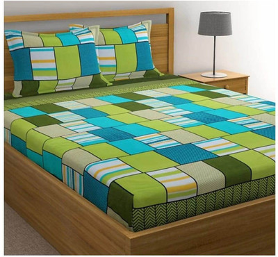 ANU YASH 140 TC Polycotton Double Self Design Flat Bedsheet(Pack of 3, Multicolor)