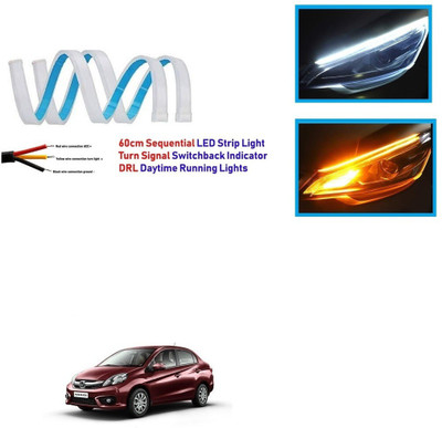 Auto Smart Look ASL2575	Car Led Strip for Headlight White Daytime Running Light, Turn Signal Yellow/Amber Indicator Light Lamp DRL 12v (Left&Right) Car Fancy Lights(White, Yellow)