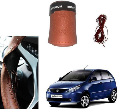 ARNEJA Hand Stiched Steering Cover For Tata Indica Vista(Brown, Leatherite)