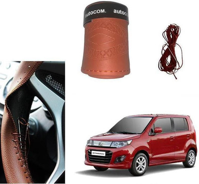 Autocom Hand Stiched Steering Cover For Maruti WagonR Stingray(Brown, Leatherite)