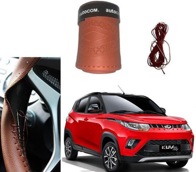Autocom Hand Stiched Steering Cover For Mahindra KUV 100(Brown, Leatherite)