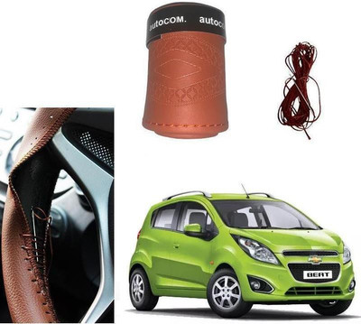 Autocom Hand Stiched Steering Cover For Chevrolet Beat(Brown, Leatherite)