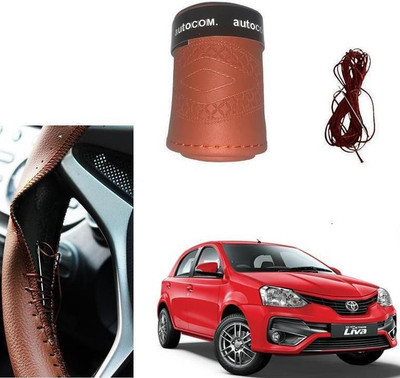 ARNEJA Hand Stiched Steering Cover For Toyota Etios Liva(Brown, Leatherite)