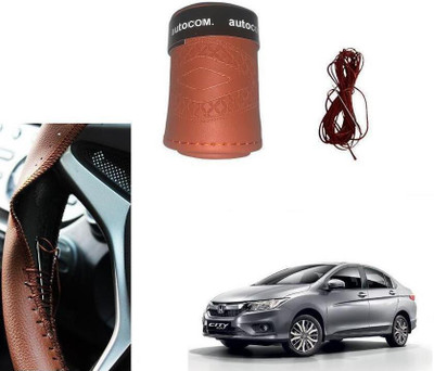 ARNEJA Hand Stiched Steering Cover For Honda City(Brown, Leatherite)