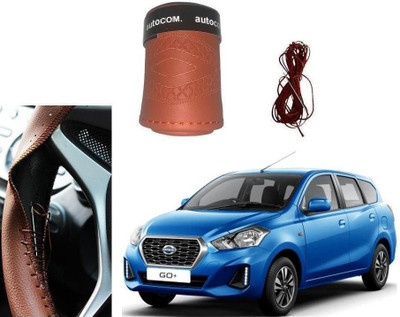 ARNEJA Hand Stiched Steering Cover For Datsun Go+(Brown, Leatherite)