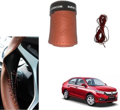 ARNEJA Hand Stiched Steering Cover For Honda Amaze(Brown, Leatherite)
