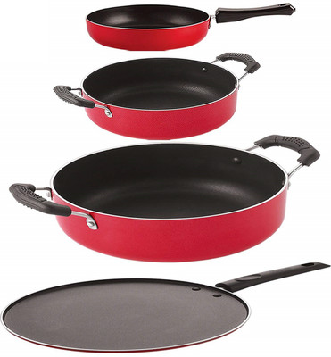 NIRLON FP12_CS26_ST11_CS24 Non-Stick Coated Cookware Set(PTFE (Non-stick), Aluminium, 4 - Piece)