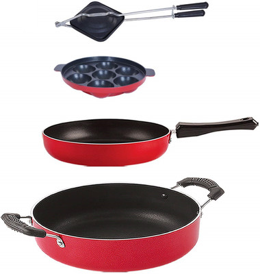 NIRLON FP12_AP7_HT_CS24 Non-Stick Coated Cookware Set(PTFE (Non-stick), Aluminium, 4 - Piece)