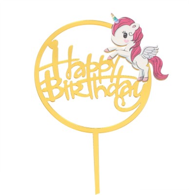 FUNCART Gold My Little Pony Acrylic Happy Birthday Cake Topper