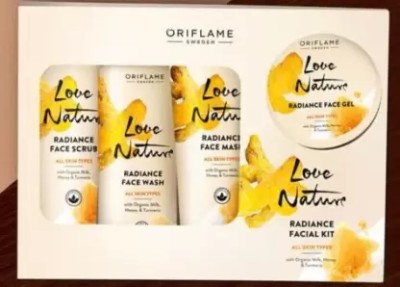 Oriflame Sweden Radiance Facial Kit with Organic Milk, Honey and Turmeric(4 x 131.25 ml)