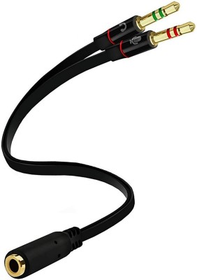 CUDU Black Headphone Splitter for Computer 3.5mm Female to 2 Dual 3.5mm Male Headphone Mic Audio Y Splitter Cable Smartphone Headset to PC Adapter (Black, 1 Pack) Phone Converter(Android, iOS)