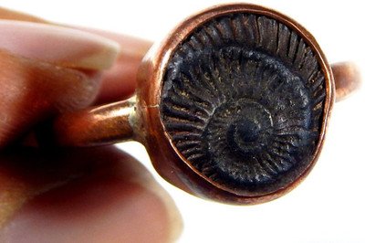 Urancia Natural Shaligram Ring 1 pcs Stone Ring