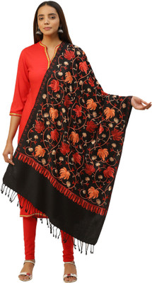 Anekaant Wool Embroidered Women Shawl(Multicolor)