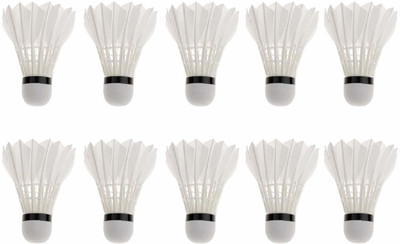 MEKKOKART 10pc BlueBell high feather badminton shuttlecock Feather Shuttle  - White(Medium Slow, 76, Pack of 10)