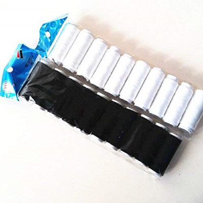 M Fabrics Black, White Thread(180 m Pack of20)