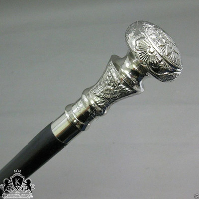 SHAIMPERIAL ENTERPRISES Vintage Antique Walking Cane Wooden Walking Stick Silver Brass Handle Knob Gift Walking Stick