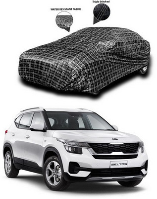 SEBONGO Car Cover For Kia SELTOS (Without Mirror Pockets)(Black)