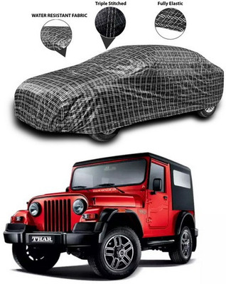 SEBONGO Car Cover For Mahindra Thar (Without Mirror Pockets)(Black)