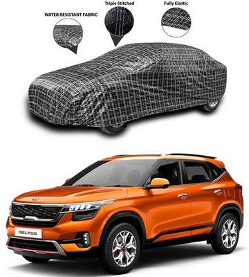 SEBONGO Car Cover For Kia SELTOS (Without Mirror Pockets)(Black)
