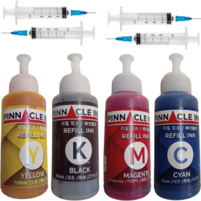 PINNACLE for hp 655 Refillable ink cartridge for HP Deskjet 3525/4615/4625/5525/6520/6525 + Dye ink bottle 4 color Universal (Cyan, Magenta, Yellow, Black) Compatible Ink Inks Compatible Premium ink Black + Tri Color Combo Pack Ink Bottle