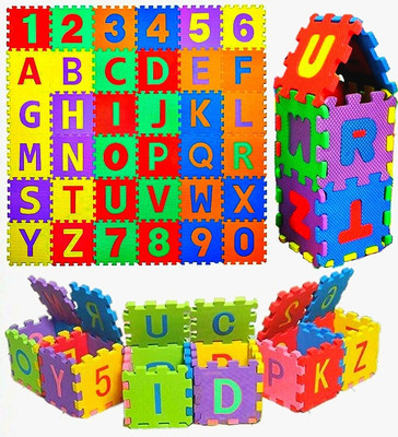 Maadi ABC & Numbers Mini Foam Puzzles Mat for kids Learning, Fun Activity & Building Blocks Thickest (36 Pieces, Multicolor)(36 Pieces)