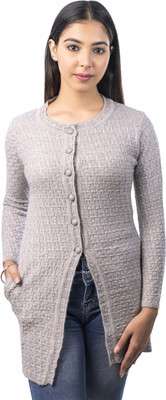 Ogarti Self Design Round Neck Casual Women Grey Sweater