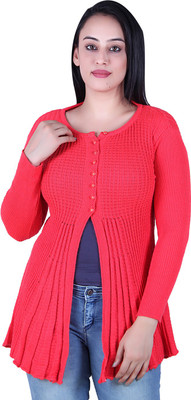 Ogarti Woven Round Neck Casual Women Pink Sweater