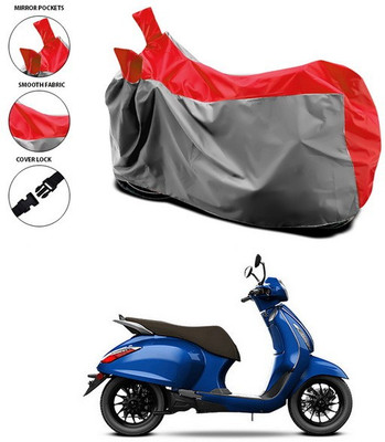 ANTHUB Waterproof Two Wheeler Cover for Bajaj(Chetak, Red, Grey)