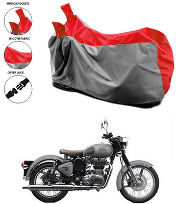 ANTHUB Waterproof Two Wheeler Cover for Royal Enfield(Classic 350, Red, Grey)