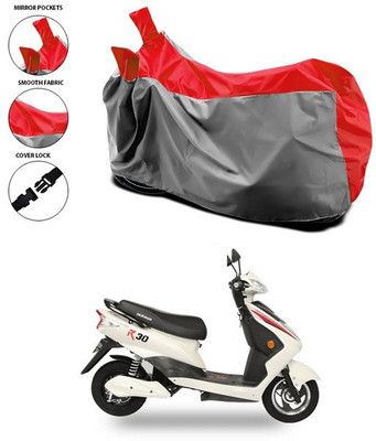 ANTHUB Waterproof Two Wheeler Cover for Okinawa(Red, Grey)