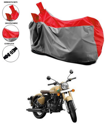 ANTHUB Waterproof Two Wheeler Cover for Royal Enfield(Bullet 350, Red, Grey)