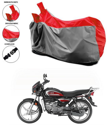 SEBONGO Waterproof Two Wheeler Cover for Hero(Splendor Plus, Red, Grey)