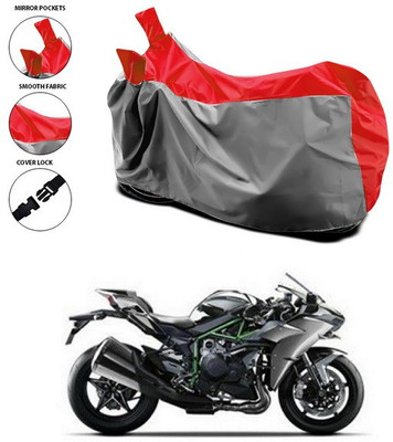 ANTHUB Waterproof Two Wheeler Cover for Kawasaki(Ninja H2, Red, Grey)