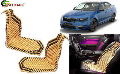 Selifaur Wooden Bead, Nylon Seating Pad For  Skoda Octavia(Front Seats, Back Seats, Office Chair Beige)