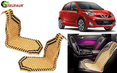 Selifaur Wooden Bead, Nylon Seating Pad For  Nissan Micra(Front Seats, Back Seats, Office Chair Beige)