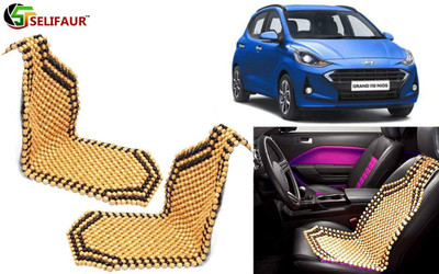Selifaur Wooden Bead, Nylon Seating Pad For  Hyundai Grand i10(Front Seats, Back Seats, Office Chair Beige)