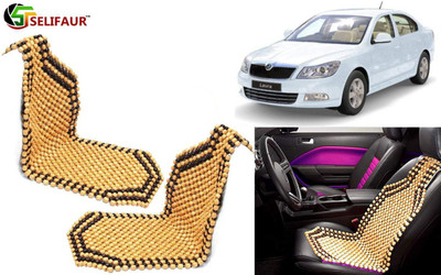 Selifaur Wooden Bead, Nylon Seating Pad For  Skoda Laura(Front Seats, Back Seats, Office Chair Beige)