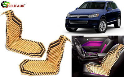 Selifaur Wooden Bead, Nylon Seating Pad For  Volkswagen Touareg(Front Seats, Back Seats, Office Chair Beige)