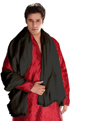 WEAVER VILLA Wool Solid Men Shawl(Black)
