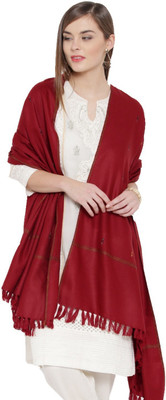 WEAVERS VILLA Wool Woven Women Shawl(Maroon)