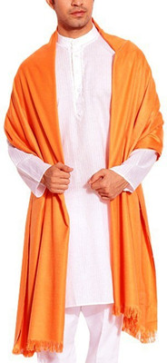 Royal-E-Kashmir Wool Solid Men Shawl(Orange)