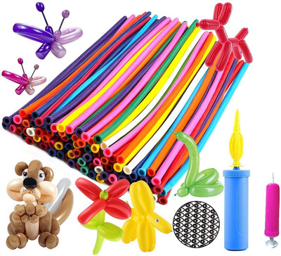 MZXQA Solid BALLOON TWISTER LATEX BT BALLOONS PACK OF 100 MULTICOLOUR Twister(Multicolor, Pack of 100)